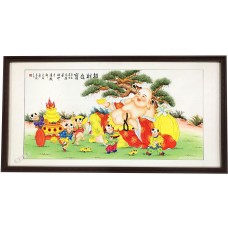 BW010國畫 彌樂佛 五子登科